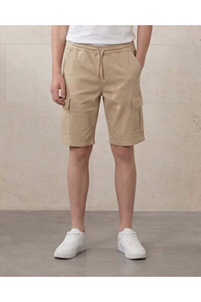 REDTAG Senior Boys Beige Cargo Shorts