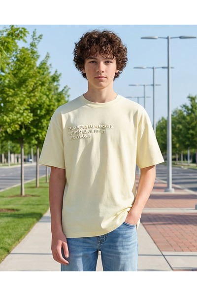 REDTAG Senior Boys Yellow Printed T-shirt