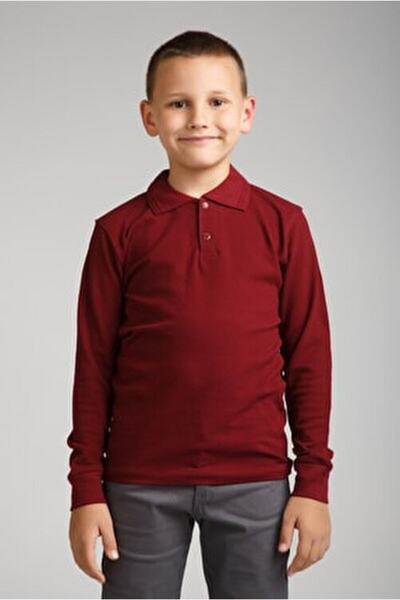 OKULCA Claret Red Unisex Χτενισμένο Βαμβακερό Πόλο Σχολικό Λάκοστ