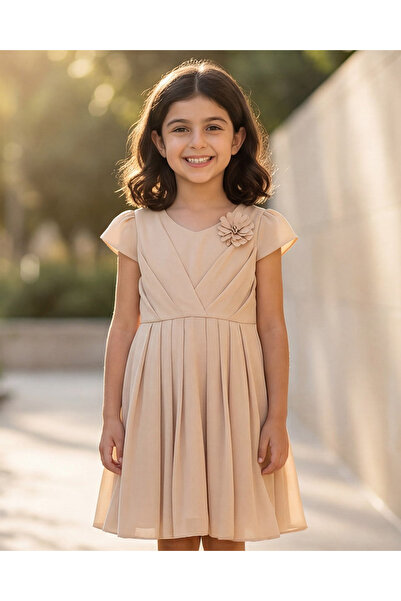 REDTAG Girls Gold Satin Dress