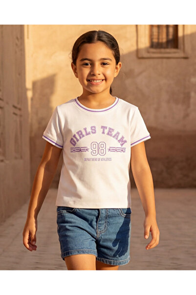 REDTAG تيشيرت أبيض مطبوع رسومات غوص للبنات