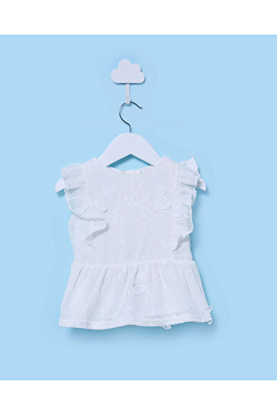 REDTAG Infant Girls White Jacquard Blouse