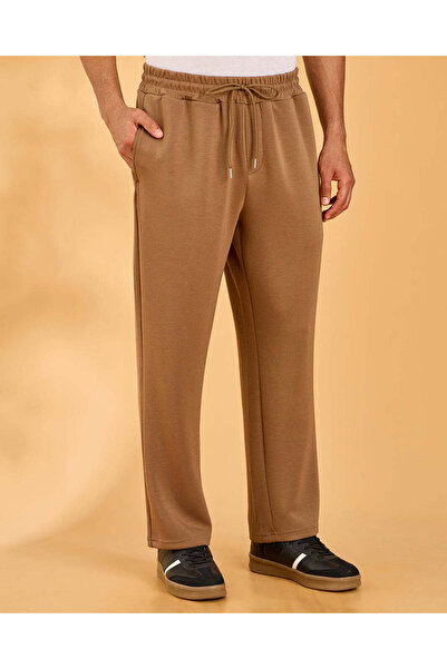 REDTAG Men Brown Plain Track Pants