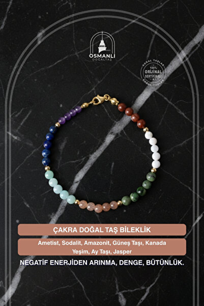 OSMANLI DOĞAL TAŞ Certified Chakra Natural Stone Bracelet 4mm