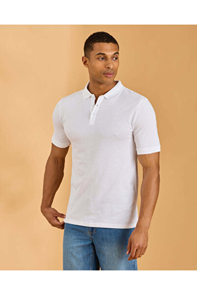 REDTAG Men White Plain Classic Polo Shirt