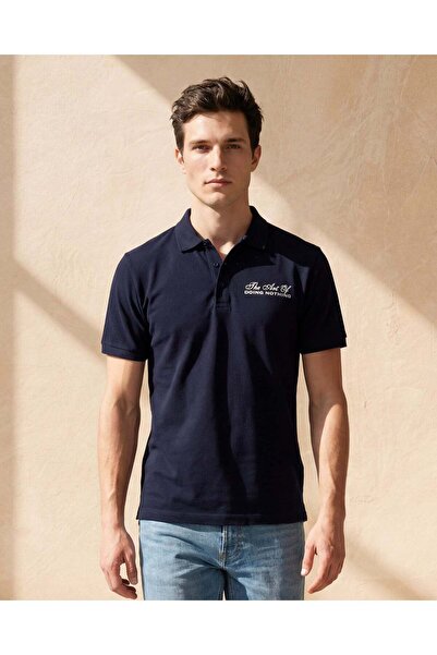 REDTAG Men Black Basic Polo Shirt With Chest Logo