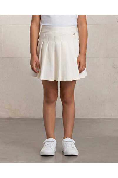 REDTAG قماش إنترلوك بيضاء بثنيات للبنات