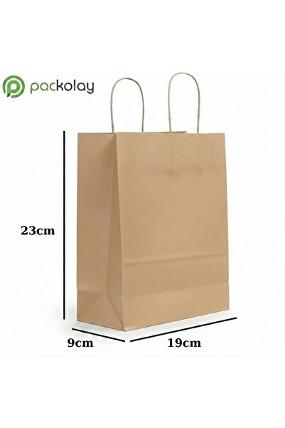 PACKOLAY Kraft Bags Small Size Gift Paper Bags 19X9X23 cm Natural Brown 100 P...