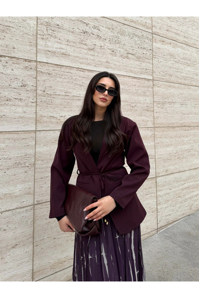 Laluvia Burgundy Lace-Up Jacket - 9702