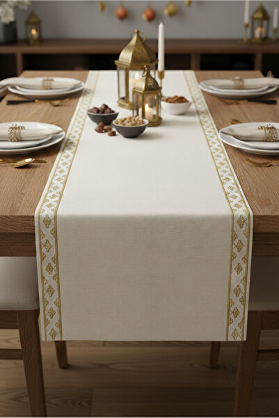 Markaev Gold Authentic Ramadan Cotton Table Runner 0114– 50X150 cm