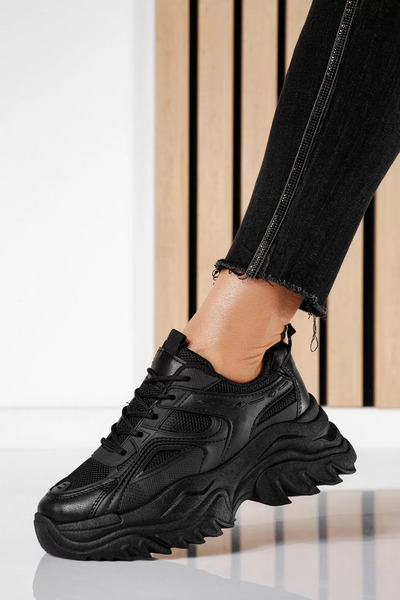 Zaira Women's black textile sneakers Edith #24453