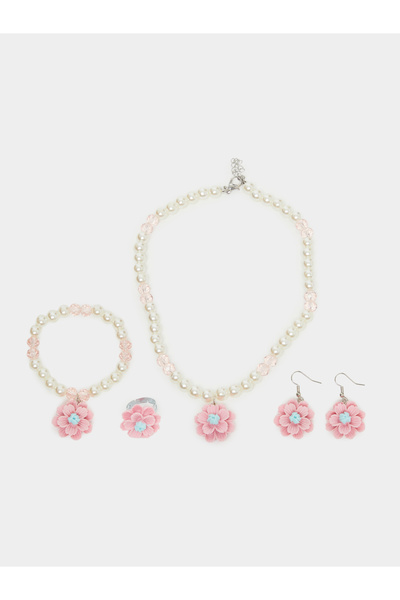 Styli مجموعة من 4 قطع - قلادة مرصّع بالخرز مع خاتم وسوار مع أقراط