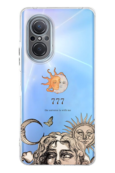 FLAMENKO حافظة هاتف شفافة متوافقة مع هواوي نوفا 9 SE بنمط الشمس والقمر 777