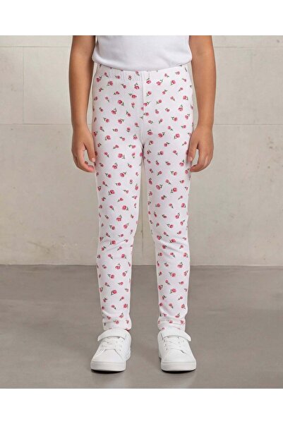 REDTAG بنطلون ضيق أبيض مضلع بنقشة زهور كاملة للبنات