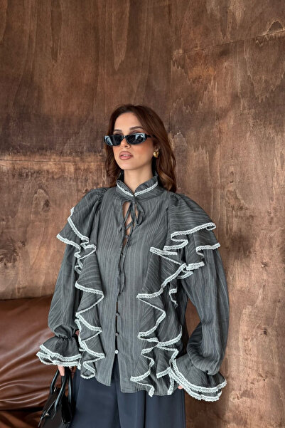 Sorridi Flounced Ruffle Design Vintage Shirt Blouse