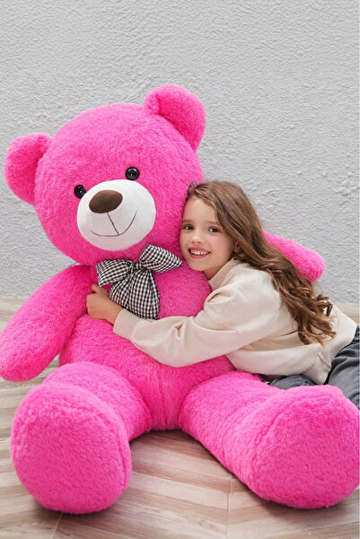 Sole 140 Cm Peluş Ayı - Papyonlu Dev Premium Kalite Pelüş Ayıcık Fusya