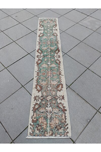 ŞAHMERDANOĞLU %100 El Dokuma Vintage Yün Yolluk Halı 40x213 cm – Dar Uzun Ant...