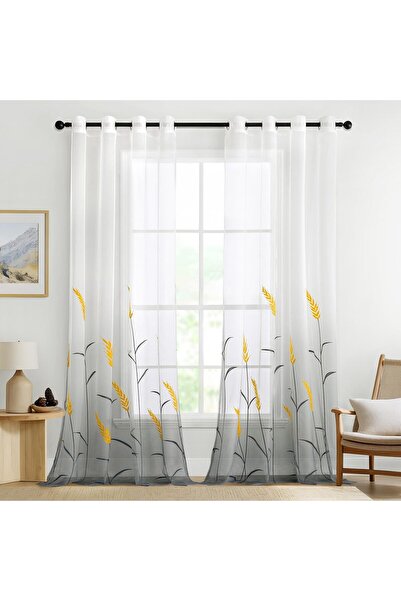 OEM MIULEE Semi-sheer Curtains - White Voile, Polyester, Set of 2 Pieces - 14...