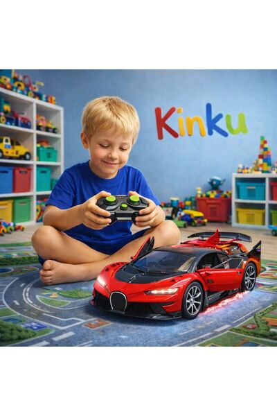 KİNKU Uzaktan Kumandalı Araba Şarjlı Kapıları Açılan Bugatti 1/12 Ölçek 45x15...