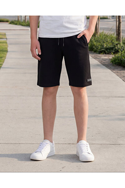 REDTAG Senior Boys Black Pique Cord Active Short