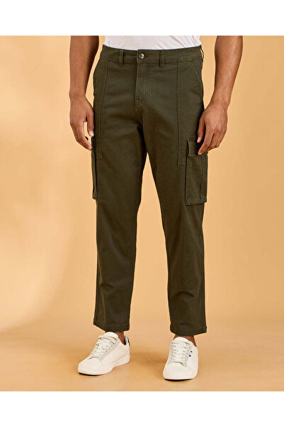 REDTAG Men Olive Cargo Pants