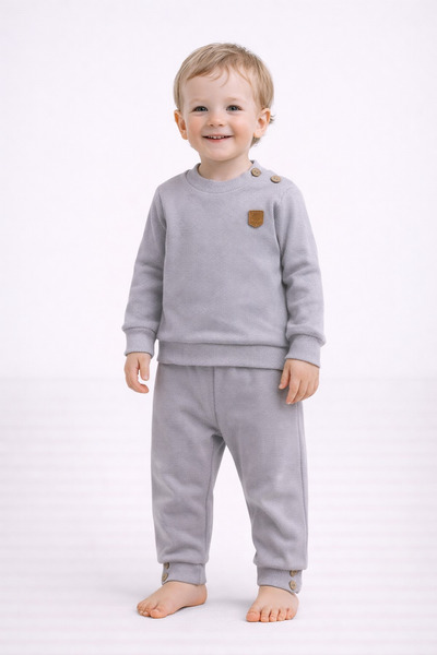 dinamik çocuk Unisex Boys Girls Kids/Babies Solid Color Ribbed Top and Bottom...