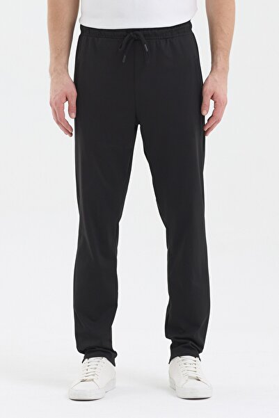 mmetalic Men's Black Zipper Pocket Elastic Waist Diving Fabric Straight Leg C...