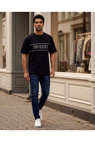 REDTAG تيشيرت رجالي أسود برقبة دائرية