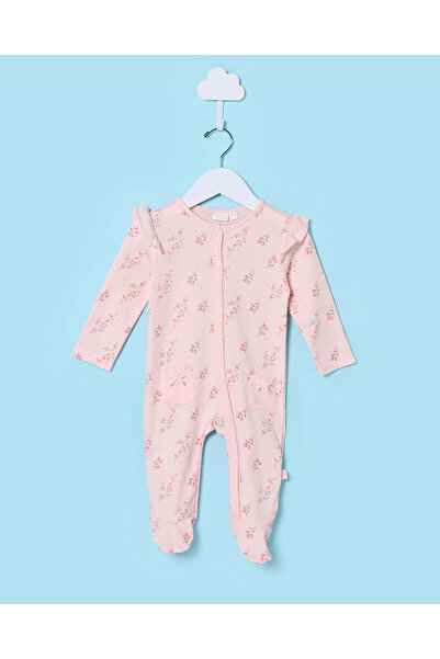 REDTAG Newborn Girls Pale Pink Printed Sleepsuit