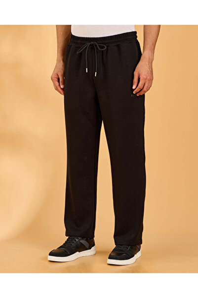 REDTAG Men Black Plain Track Pants