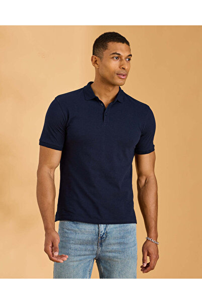 REDTAG Men Navy Solid Polo T-Shirt