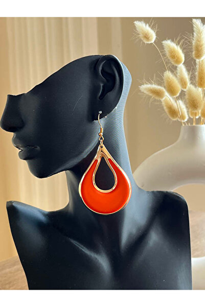 Büyük Hanım Orange Color Acrylic Metal Alloy Style Earrings