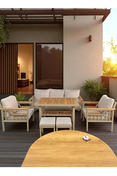 Has Grup Masa Sandalye Balkon Takımı, Cappuccino Bahçe Takımı 5+1 (Masa 70x11...