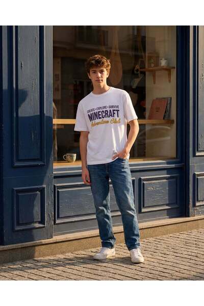 REDTAG تي شيرت أبيض مطبوع للأولاد الكبار