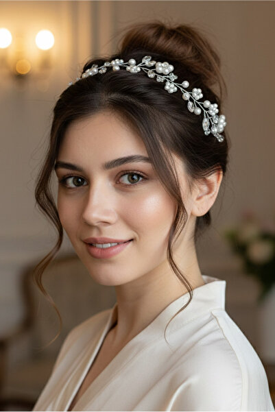 Happyline Pearl Beaded Crown after Party Hair Accessory Engagement Promise Br...