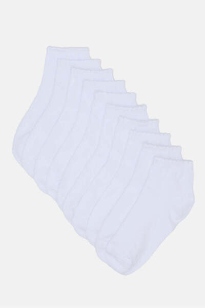 REDTAG طقم جوارب بيضاء طويلة تصل إلى الكاحل للبنات (5 أزواج)