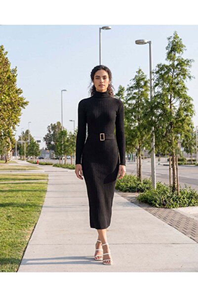 REDTAG Women Black Belted Long Dress