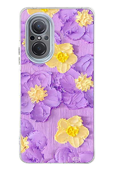FLAMENKO Huawei Nova 9 Se Compatible Purple Yellow Flower Pattern Transparent...