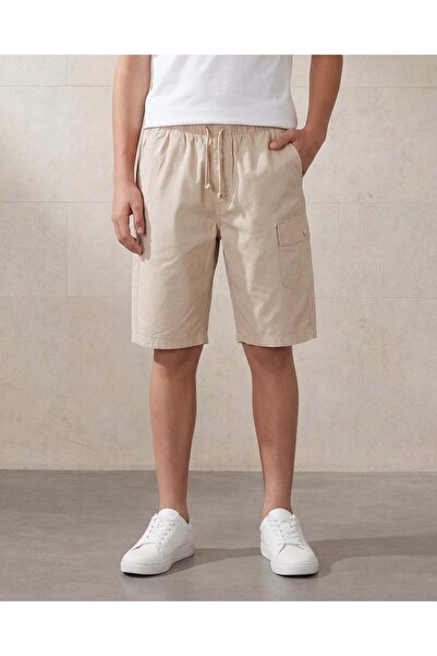REDTAG Senior Boys Beige Cargo Shorts - One Pocket