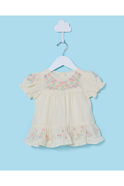 REDTAG بلوزة مطرّز باللون الأبيض الفاتح للبنات الصغيرات