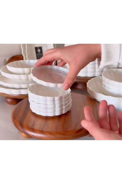 MİEN 6'LI İSTİRİDYE MODEL PORSELEN ÇAY TABAĞI