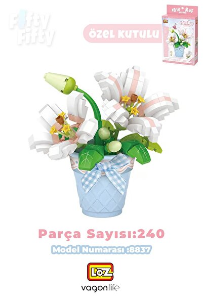 Vagonlife LOZ Micro Block Serisi Çiçek Buketi Saksılı Zambak Figürü 240 Parça...