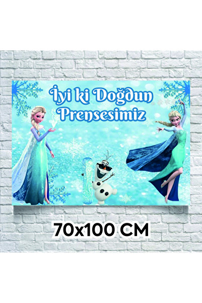NEON Dijital Baskı Merkezi Elsa 70X100 cm Canvas Birthday Banner - Canvas - P...