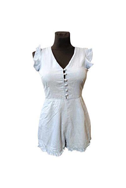 OEM Salopetă Missguided cu Pantaloni Scurți - 100% Bumbac, Lejeră, Albă, Mări...