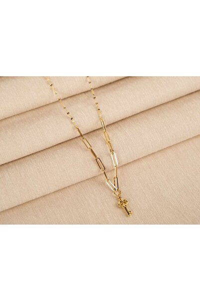 Safir Kuyumculuk Lovely Altın Ataç Çift Zincir Anahtar Kolye