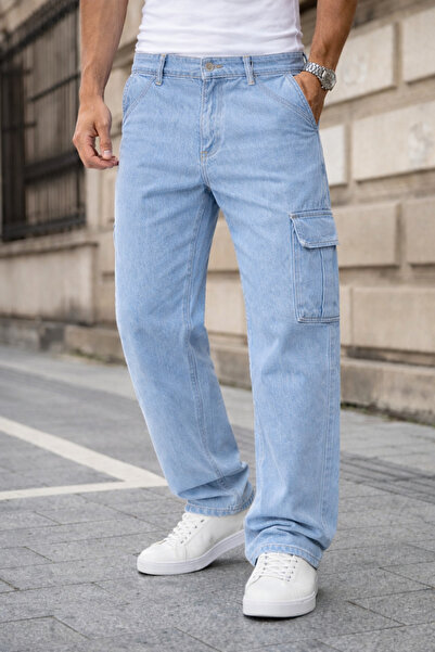 comstar Muške Kargo džep paketa Pamuk paketa B.Blue širokih pantalona