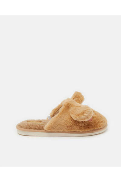 REDTAG شباشب نسائية بنية اللون مفتوحة الأصابع ذات أذنين كبيرتين من الفرو