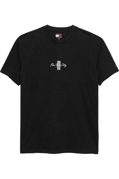 Tommy Hilfiger Tjm Men's Regular Sign Block Ss Black T-Shirt