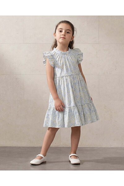 REDTAG فستان بناتي أزرق مطبوع