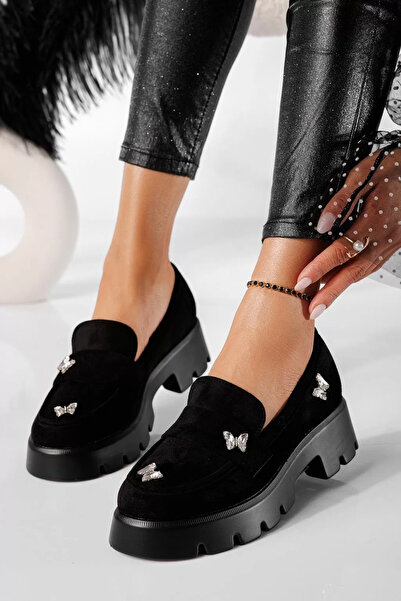 Zaira Pantofi casual dama negri din piele ecologica intoarsa Ivi #24435